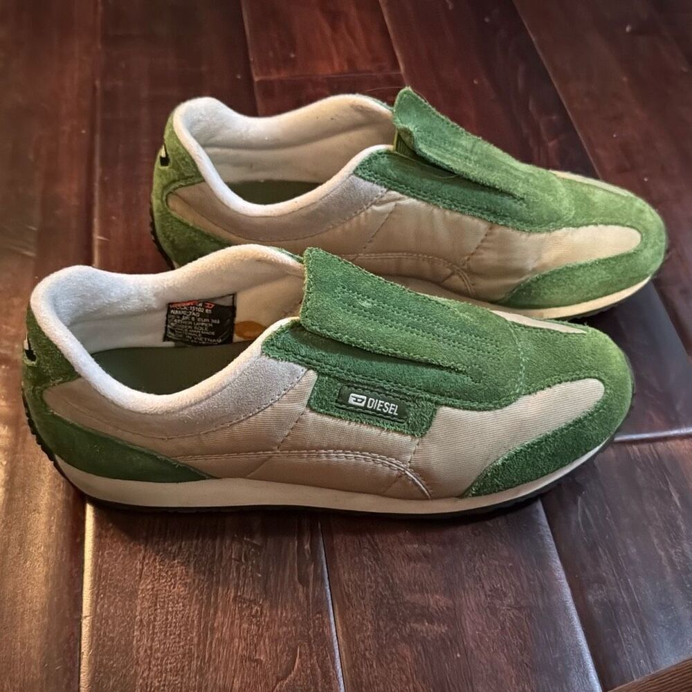Vintage diesel leather‎ green suede shoes/sneakers size 8